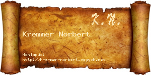 Kremmer Norbert névjegykártya